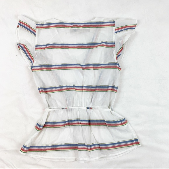 J Crew Flutter Sleeve Striped Wrap top - Picture 9 of 10